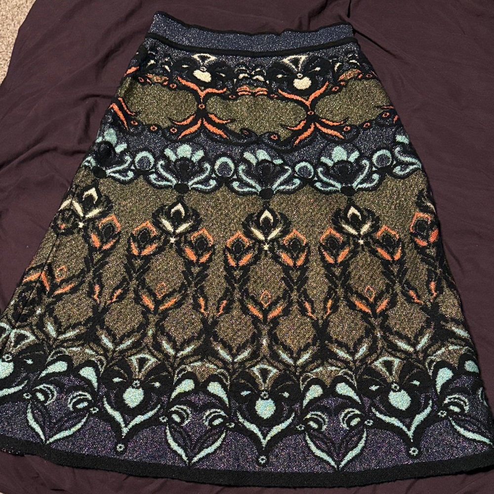 Missoni Black and Orange Patterned A-Line Skirt